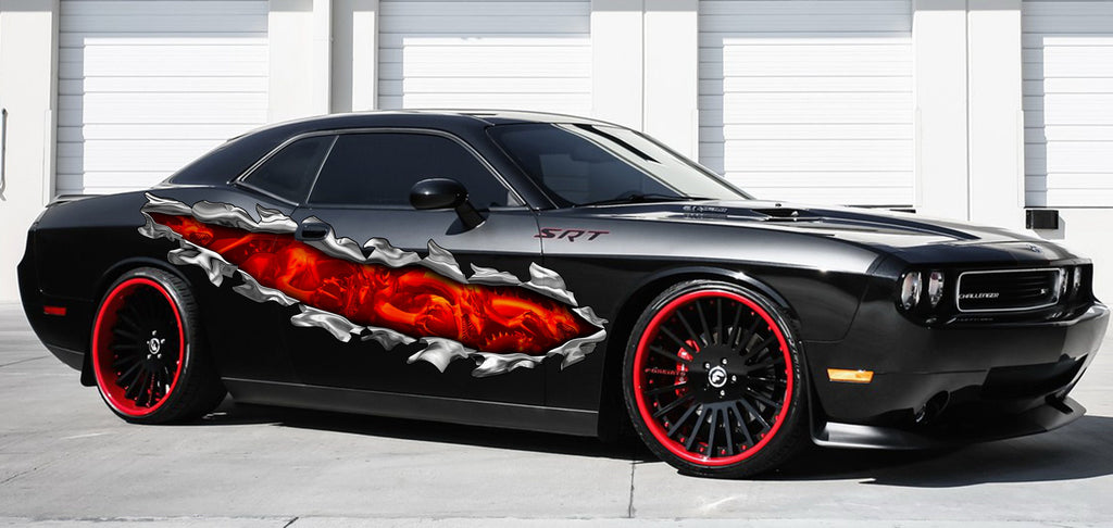Fire Dragon Car Wrap, Lizard Full Color Vinyl Design, Dragon Street Racing Car Vinyl Sticker, Tribal Lizard Car Vinyl Graphics