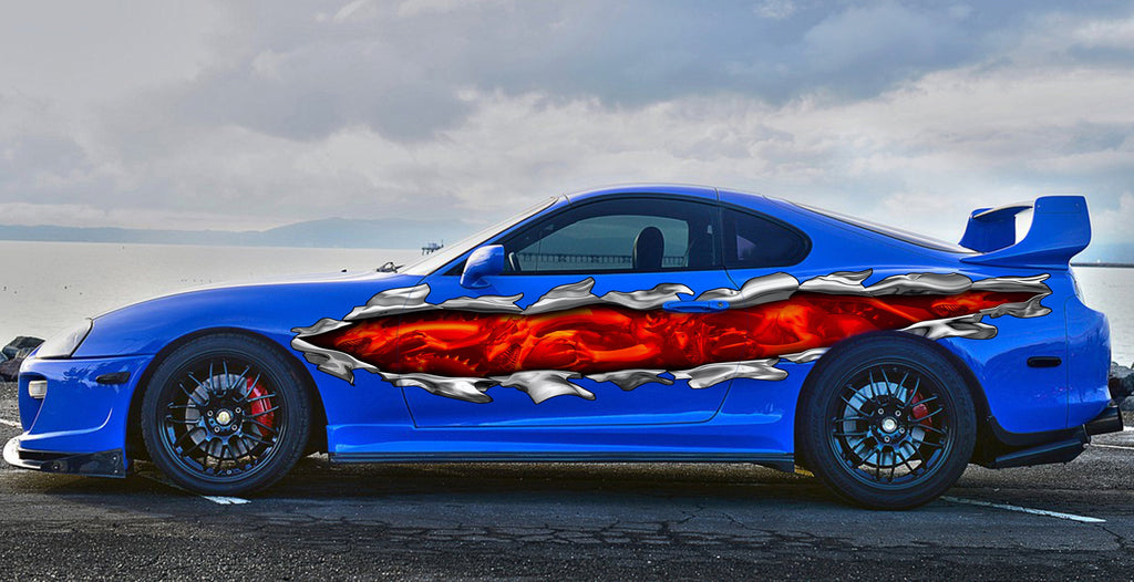 Fire Dragon Car Wrap, Lizard Full Color Vinyl Design, Dragon Street Racing Car Vinyl Sticker, Tribal Lizard Car Vinyl Graphics