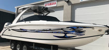 Load image into Gallery viewer, Racing Stripes Boat Graphics, Full Color Boat Graphics, Tribal Cigar Boat Wrap, Tribal Yacht Vinyl Decal, Watercraft Sticker, Boat Design