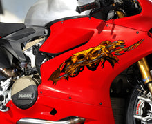 Load image into Gallery viewer, Golden Dragons Crotch Rocket Decal, Golden Dragon Full Color Bike Graphics, Dragon Chopper Vinyl, Dragons Bike Wrap, Motorcycle Sticker