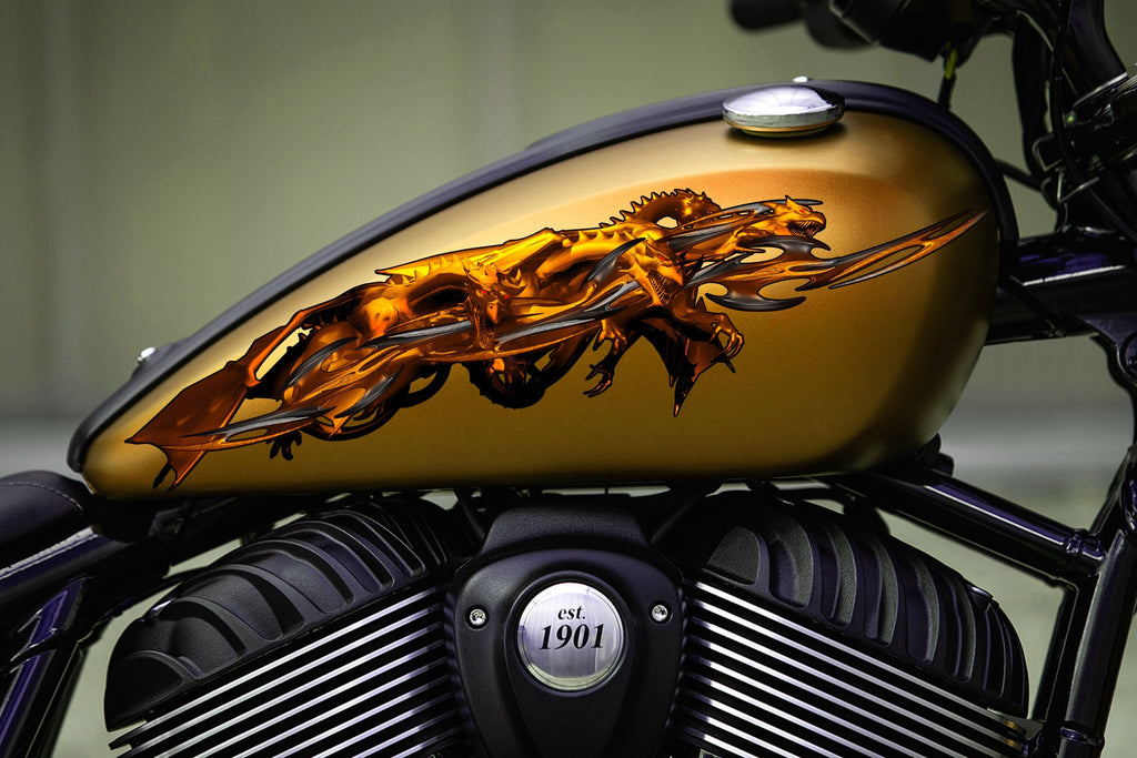 Golden Dragons Crotch Rocket Decal, Golden Dragon Full Color Bike Graphics, Dragon Chopper Vinyl, Dragons Bike Wrap, Motorcycle Sticker