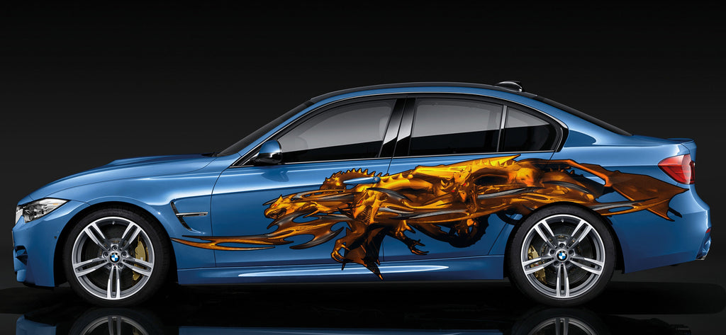 Tribal Dragon Car Sticker, Tribal Dragon Side Decals Vinyl Graphics, Tribal Dragon Vinyl Decal, Tribal Dragon Car Full Color Vinyl Sticker