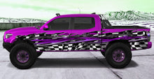 Load image into Gallery viewer, Racing Flag Car Vinyl Sticker, Checkered flag Jeep Side Graphics, Tribal Racing Ripped Metal Car Wrap, Flag Car Design