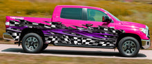 Load image into Gallery viewer, Racing Flag Car Vinyl Sticker, Checkered flag Jeep Side Graphics, Tribal Racing Ripped Metal Car Wrap, Flag Car Design