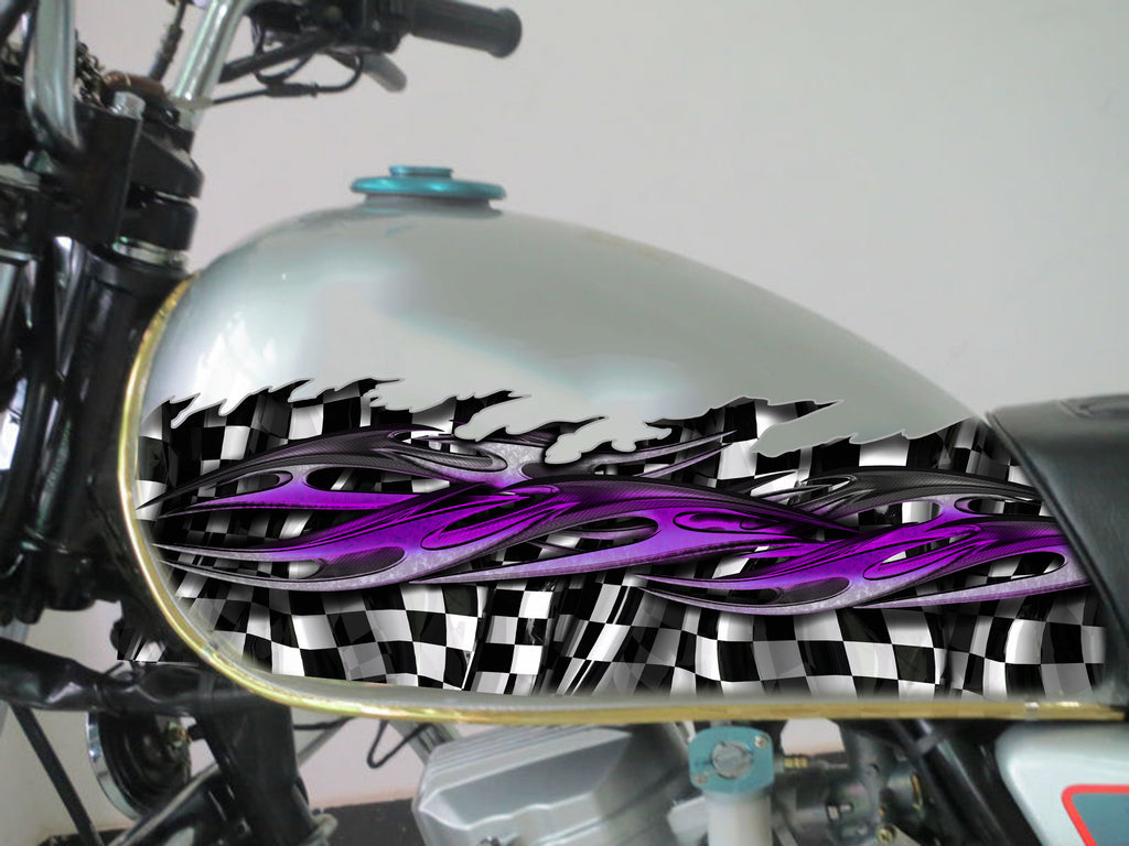 3D Checkered flag Bike Vinyl, Racing flag Motorcycle Stickers and Decals, Tribal flag Racing Stripes Wrap, Bike decor-Used as Car Decals