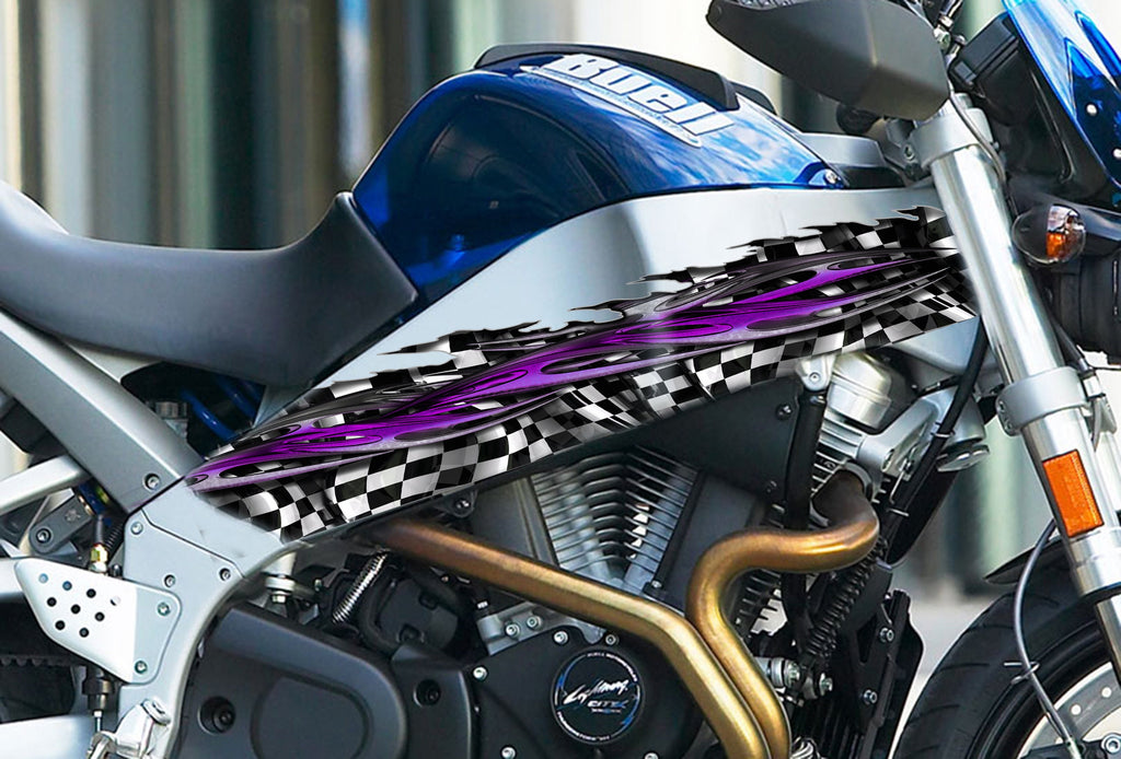 3D Checkered flag Bike Vinyl, Racing flag Motorcycle Stickers and Decals, Tribal flag Racing Stripes Wrap, Bike decor-Used as Car Decals
