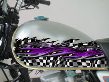 Load image into Gallery viewer, 3D Checkered flag Motorcycle decal, Racing flag Racing Bike wrap, Flag Tribal street racing graphic, 3D Bike sticker wrap Ripped Metal