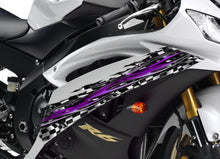 Load image into Gallery viewer, 3D Checkered flag Motorcycle decal, Racing flag Racing Bike wrap, Flag Tribal street racing graphic, 3D Bike sticker wrap Ripped Metal