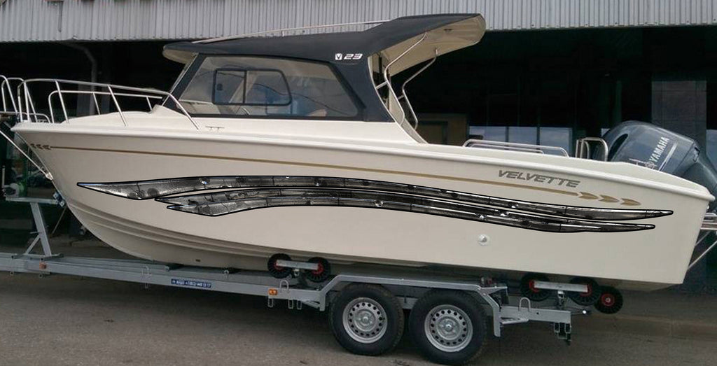 Racing Stripes Boat Vinyl Graphics – Speed Boat Side Decals – Marine Grade Wrap for Hull or Sides – Custom Stripe Kit