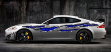 Load image into Gallery viewer, Skulls Racing Stripes Vinyl Decal, Ripped Metal Full Color Skull Car Vinyl Design, Skulls Car Wrap, Skull Car Sticker, 3D Design Car Decal