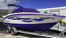 Load image into Gallery viewer, 3D Skulls Boat Graphics, Ripped Metal Flag Full Color Speed Boat Vinyl Design, Ripped Metal Sculls Yacht Vinyl, Sculls Watercraft Sticker