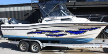 Load image into Gallery viewer, 3D Skulls Boat Graphics, Ripped Metal Flag Full Color Speed Boat Vinyl Design, Ripped Metal Sculls Yacht Vinyl, Sculls Watercraft Sticker