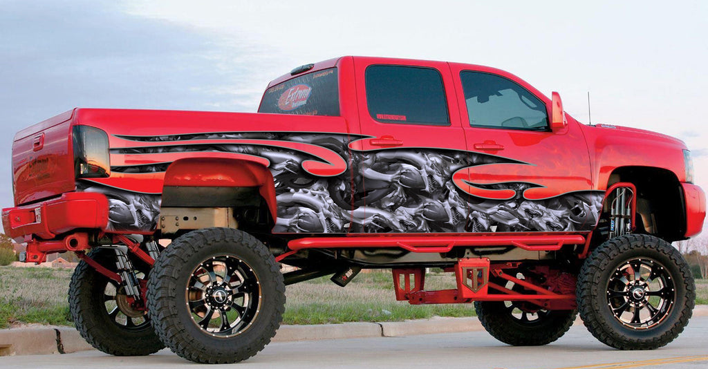 3D Tribal Dragon Full Color Truck Side Graphics, Tribal Dragon 3D Truck Vinyl, Tribal Dragon Truck Decal, Tribal Dragon Truck Sticker