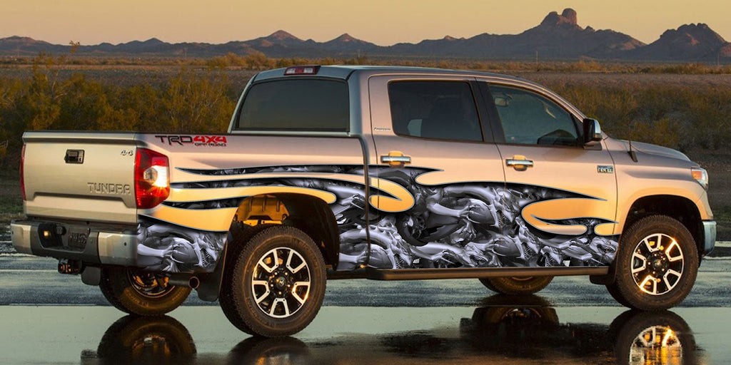 3D Tribal Dragon Full Color Truck Side Graphics, Tribal Dragon 3D Truck Vinyl, Tribal Dragon Truck Decal, Tribal Dragon Truck Sticker