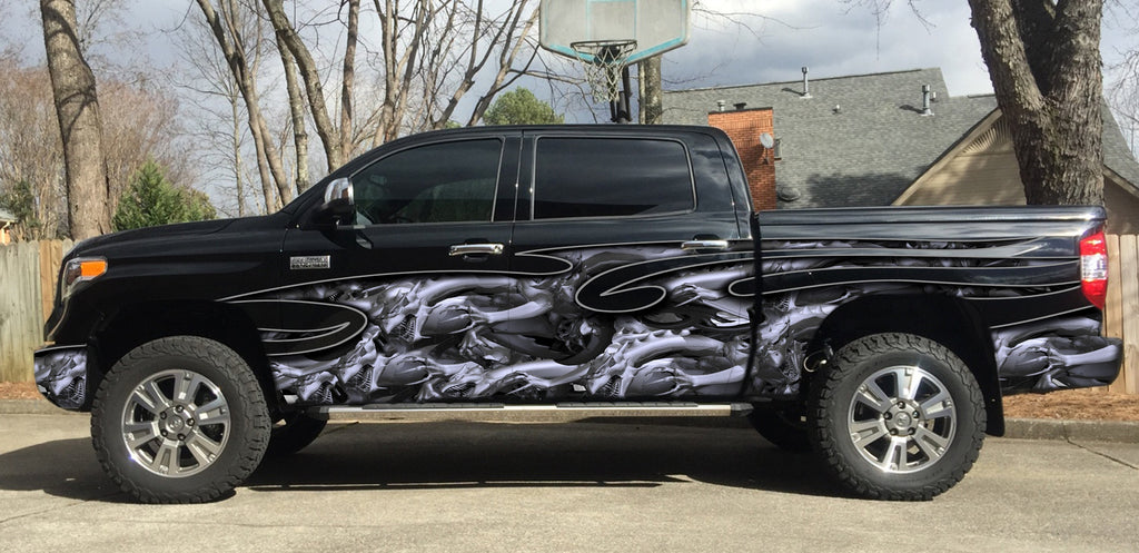 3D Tribal Dragon Full Color Truck Side Graphics, Tribal Dragon 3D Truck Vinyl, Tribal Dragon Truck Decal, Tribal Dragon Truck Sticker