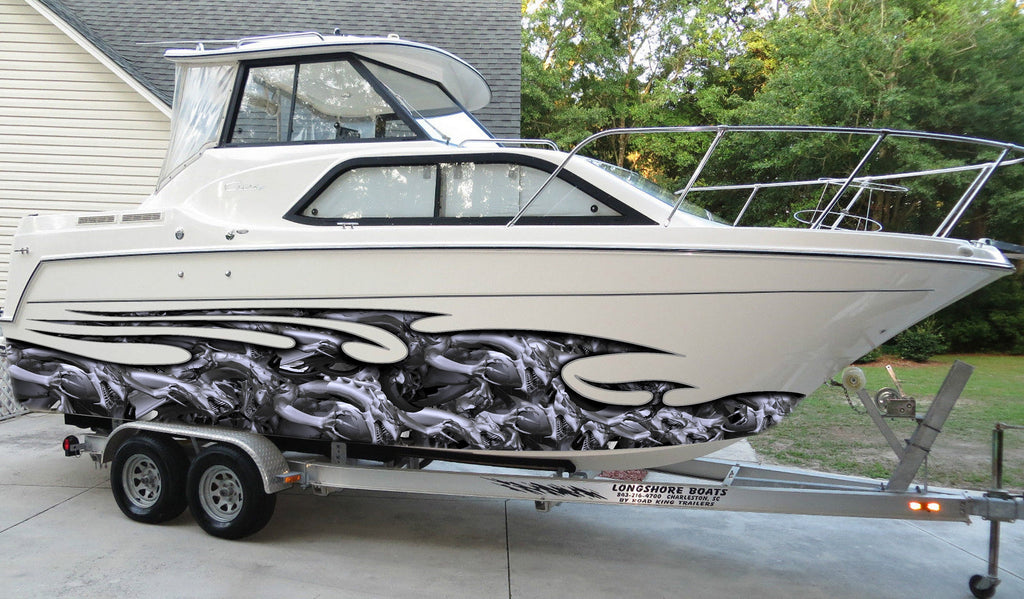 3D Tribal Dragon Boat Wrap, Tribal Dragon Boat Vinyl, Tribal Dragon Boat 3D Graphics, Tribal Dragon Jet ski Decal, Tribal Dragon Boat Decal