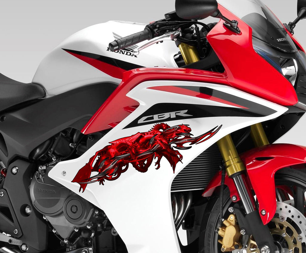 Red Dragon Bike Sticker, Dragon Dirt Bike Full Color Vinyl Sticker, Tribal Dragon Sport Bike Decal, Tribal Dragon Bike Vinyl Graphics