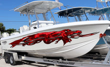 Load image into Gallery viewer, Red Tribal Dragon Boat Wrap, Tribal Dragon Boat Vinyl, Tribal Dragon Boat Graphics, Tribal Dragon Jet ski Decal, 3D Tribal Dragon Boat Decal