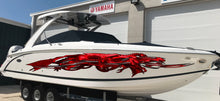 Load image into Gallery viewer, Red Tribal Dragon Boat Wrap, Tribal Dragon Boat Vinyl, Tribal Dragon Boat Graphics, Tribal Dragon Jet ski Decal, 3D Tribal Dragon Boat Decal
