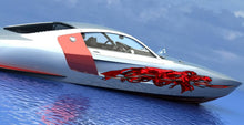 Load image into Gallery viewer, 3D Tribal Red Dragon Boat Sticker, Dragon Boat Wrap, Tribal Dragon Boat Vinyl, Tribal Dragon Boat Graphics, Tribal Dragon Jet ski Decal