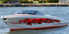 Load image into Gallery viewer, 3D Tribal Red Dragon Boat Sticker, Dragon Boat Wrap, Tribal Dragon Boat Vinyl, Tribal Dragon Boat Graphics, Tribal Dragon Jet ski Decal