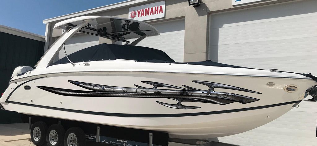 Tribal Racing Stripes Boat Graphics, Full Color Boat Sticker, Tribal Cigar Boat Wrap, Tribal Yacht Vinyl Decal, Boat Design