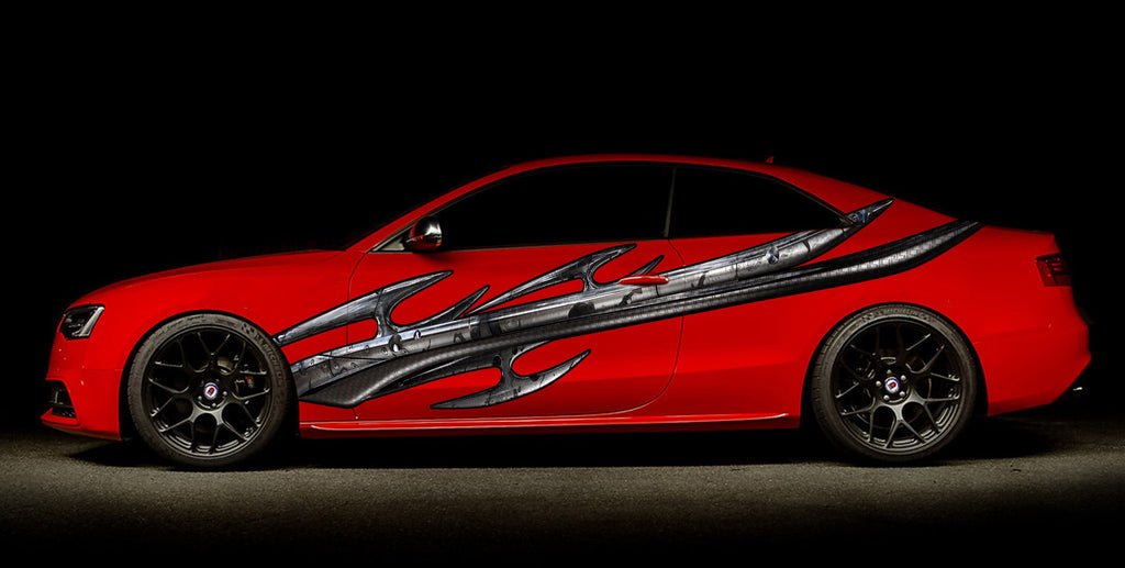 Tribal racing stripes car vinyl wrap, Full color car vinyl decal, Tribal Car design, Tribal Car vinyl sticker, Large Size Color Car Decals