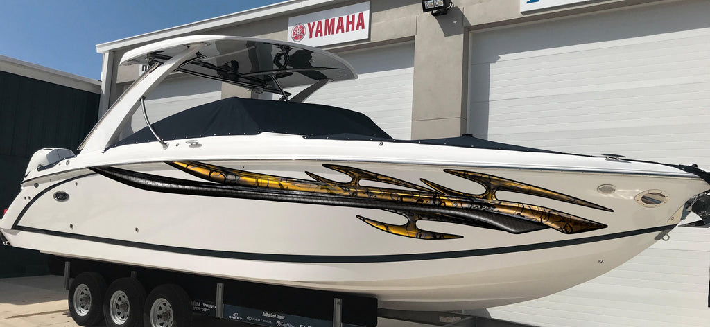 Tribal Racing Stripes Boat Sticker, Tribal Speed Boat Vinyl Graphics, Tribal Boat Full Color Vinyl Sticker, Tribal Watercraft Vinyl Decal