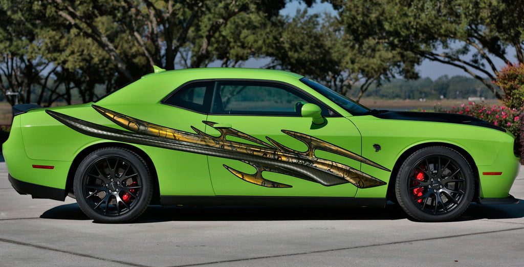 3D Tribal Car Sticker, 3D Tribal Car Graphics, 3D Tribal Racing Stripes Vinyl Decal, 3D Tribal Carbon Fiber Car Wrap