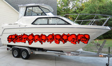Load image into Gallery viewer, Full Color Cigar Boat Graphics Vinyl Decal, Skulls Boat Vinyl, Pirate Skulls Boat Wrap, Skulls Watercraft Graphics Full Color Racing Stripes