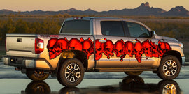 3D Pirate Skull Truck Vinyl Decal, Skulls Full Color Truck Side Graphics, Skull Racing Stripes Car Sticker, Tribal Skulls Car Wrap