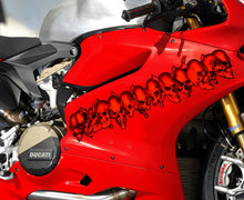 Load image into Gallery viewer, Pirate Skull Bike Decal, 3D Skulls Crotch Rocket Bike Wrap, Red Skulls Chopper Bike Graphics, Tribal Skulls Motorcycle Sticker