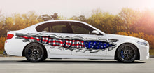 Load image into Gallery viewer, US Flag Ripped Metal car vinyl decal, US Flag car wrap, US Pride car vinyl sticker, American flag car side design, Big flag decals