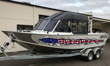Load image into Gallery viewer, US Flag ripped metal car vinyl decal, US Pride speed boat vinyl graphic, Watercraft Wrap, American flag cigar boat wrap, Yacht 3D sticker
