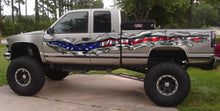 Load image into Gallery viewer, USA Flag Truck Vinyl Side Graphics, American Flag Car Sticker, Ripped USA Flag Truck Wrap, USA Flag Truck Side Full Color Vinyl Decal