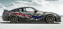 Load image into Gallery viewer, USA Flag Car Vinyl Sticker, USA Flag Car Side Wrap, American Flag full color car side graphics, 3D Ripped Metal USA Flag Car Decal