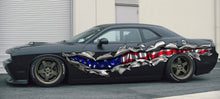 Load image into Gallery viewer, USA Flag Car Vinyl Sticker, USA Flag Car Side Wrap, American Flag full color car side graphics, 3D Ripped Metal USA Flag Car Decal
