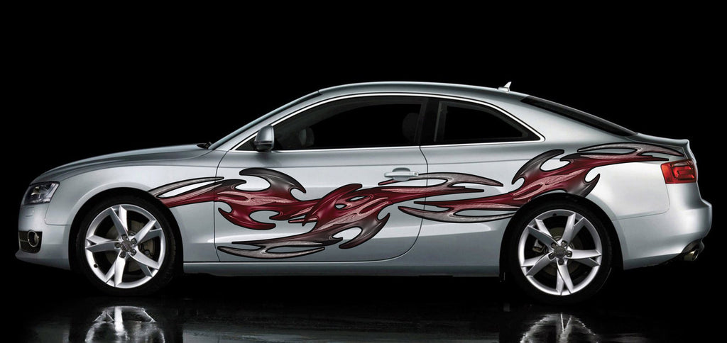 Tribal Car graphics, Tribal Racing Stripes sticker, Tribal Full color car side wrap, Tribal Car side design, Tribal Car decal