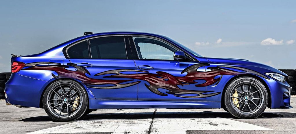 Tribal Car vinyl sticker, 3D Tribal racing stripes car vinyl wrap, Full color car vinyl decal, Tribal Car design, Auto vinyl decal