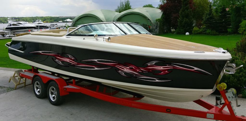 Tribal Boat Wrap, Tribal Racing Stripes Boat Vinyl Decal, Tribal Speed Boat Vinyl Sticker, 3D Yacht Vinyl Graphic, Tribal Boat Design