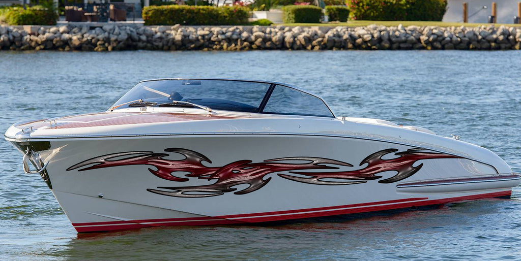 Tribal Boat Wrap, Tribal Racing Stripes Boat Vinyl Decal, Tribal Speed Boat Vinyl Sticker, 3D Yacht Vinyl Graphic, Tribal Boat Design
