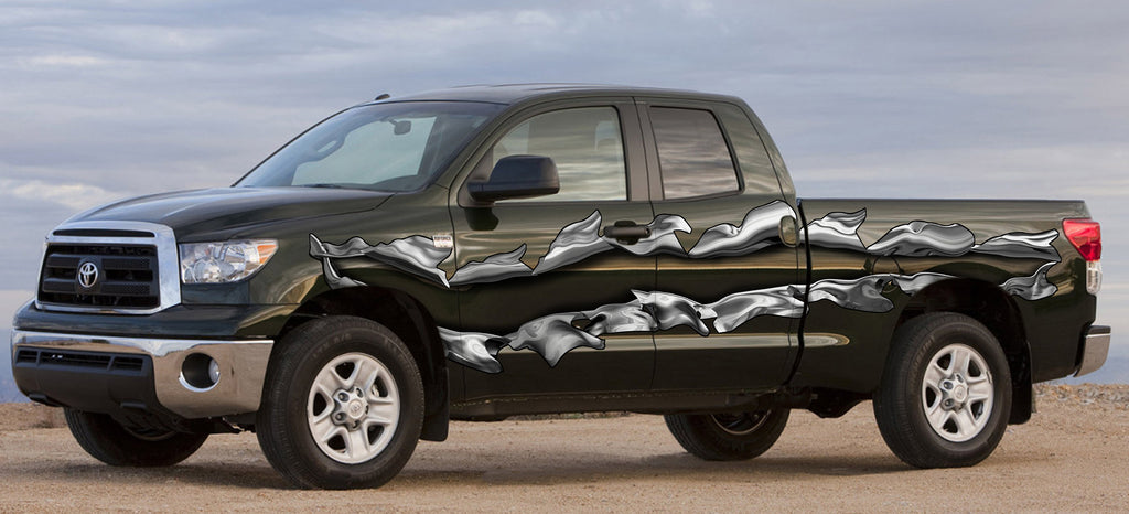 Ripped Metal Truck Vinyl Decal, Ripped Metal Car Side Graphics, Ripped Metal Full Color Truck Vinyl Design, 3D Ripped Metal Car Wrap