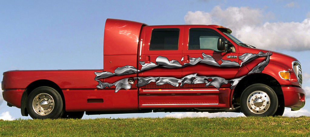 Ripped Metal Truck Vinyl Decal, Ripped Metal Car Side Graphics, Ripped Metal Full Color Truck Vinyl Design, 3D Ripped Metal Car Wrap