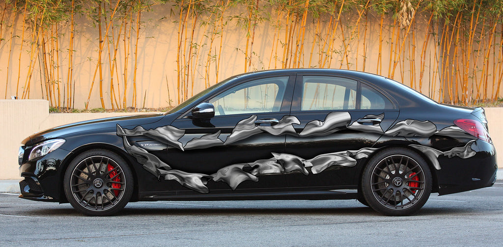 Ripped Metal Full Color Car Vinyl Decal, 3D Ripped Metal Car Side Graphics, Ripped Metal Car Vinyl Side Sticker, Car Side Wrap