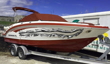 Load image into Gallery viewer, Ripped Metal boat vinyl side wrap, 3D Ripped Metal boat vinyl sticker, Ripped Metal full color watercraft vinyl design, Metal boat decal