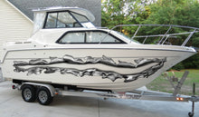 Load image into Gallery viewer, Ripped Metal boat vinyl side wrap, 3D Ripped Metal boat vinyl sticker, Ripped Metal full color watercraft vinyl design, Metal boat decal