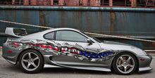 Load image into Gallery viewer, US Pride Car Vinyl Sticker, US Flag Ripped Metal Car Vinyl Decal, US Flag Car Wrap, American Flag Car Side Design, Big Flag Car Decals