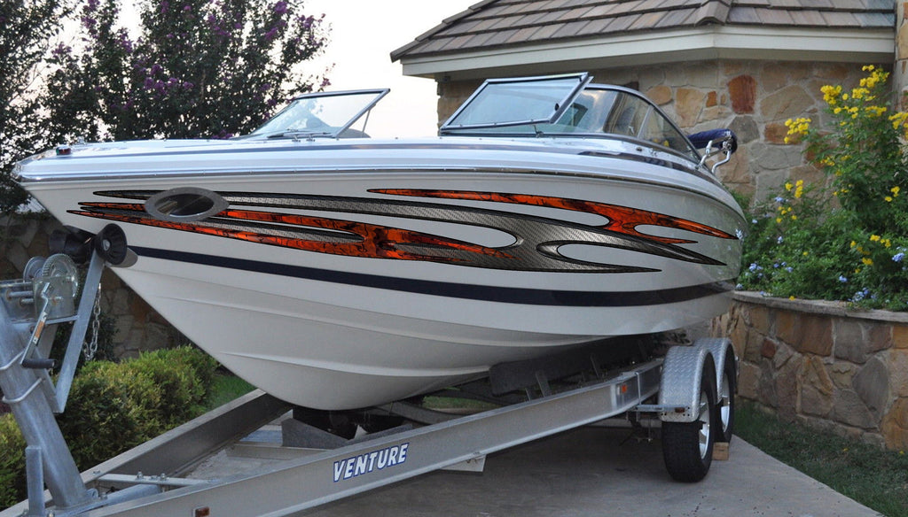 Tribal Racing Stripes Boat Sticker, Tribal Boat Full Color Vinyl Sticker, Tribal Watercraft Vinyl Decal, Tribal Speed Boat Vinyl Graphics
