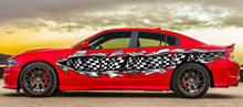 Load image into Gallery viewer, 3D Checkered Flag Car Wrap, Racing Flag Car Decal, Ripped Metal Checkered Car Sticker, Checkered Flag Racing Stripes Vinyl Decal
