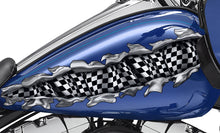 Load image into Gallery viewer, Ripped Metal Checkered Flag Bike Vinyl Graphics, Ripped Metal Checkered Flag Bike Sticker, Checkered Flag Dirt Bike Color Sticker